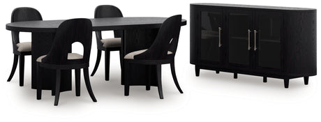 Rowanbeck Black Dining Table and 4 Chairs with Storage in Black from Ashley - Luna Furniture