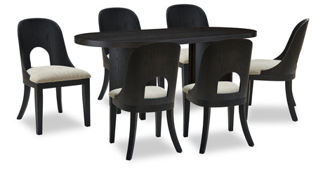 Rowanbeck Dining Table and 6 Chairs in Black from Ashley - Luna Furniture