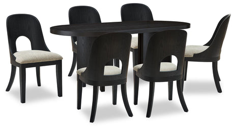 Rowanbeck Dining Table and 6 Chairs in Black from Ashley Furniture - Luna Furniture