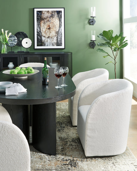 Rowanbeck Black Dining Table and 6 Chairs with Storage from Ashley - Luna Furniture