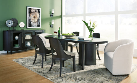 Rowanbeck Black Dining Table and 6 Chairs in Black from Ashley - Luna Furniture