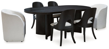 Rowanbeck Black Dining Table, 2 Arm Chairs and 4 Side Chairs from Ashley - Luna Furniture