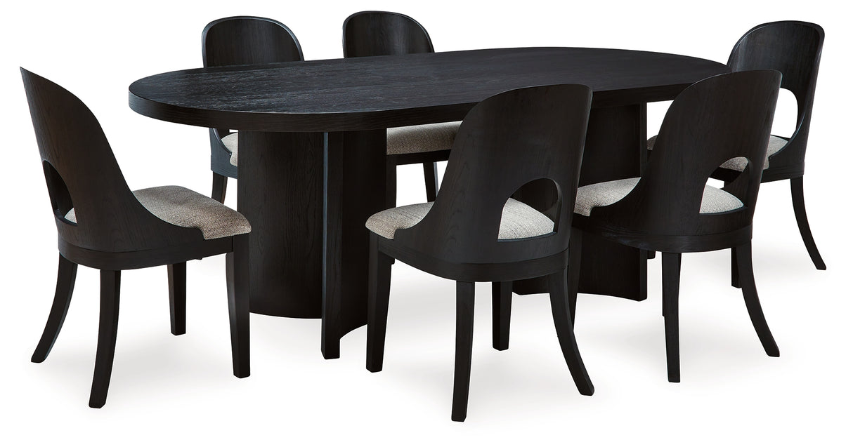 Rowanbeck Dining Table and 6 Chairs in Black from Ashley Furniture - Luna Furniture