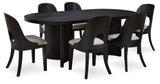 Rowanbeck Dining Table and 6 Chairs in Black from Ashley Furniture - Luna Furniture