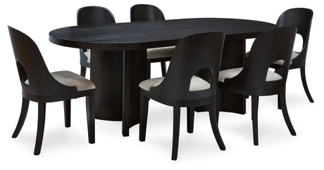 Rowanbeck Dining Table and 6 Chairs in Black from Ashley - Luna Furniture