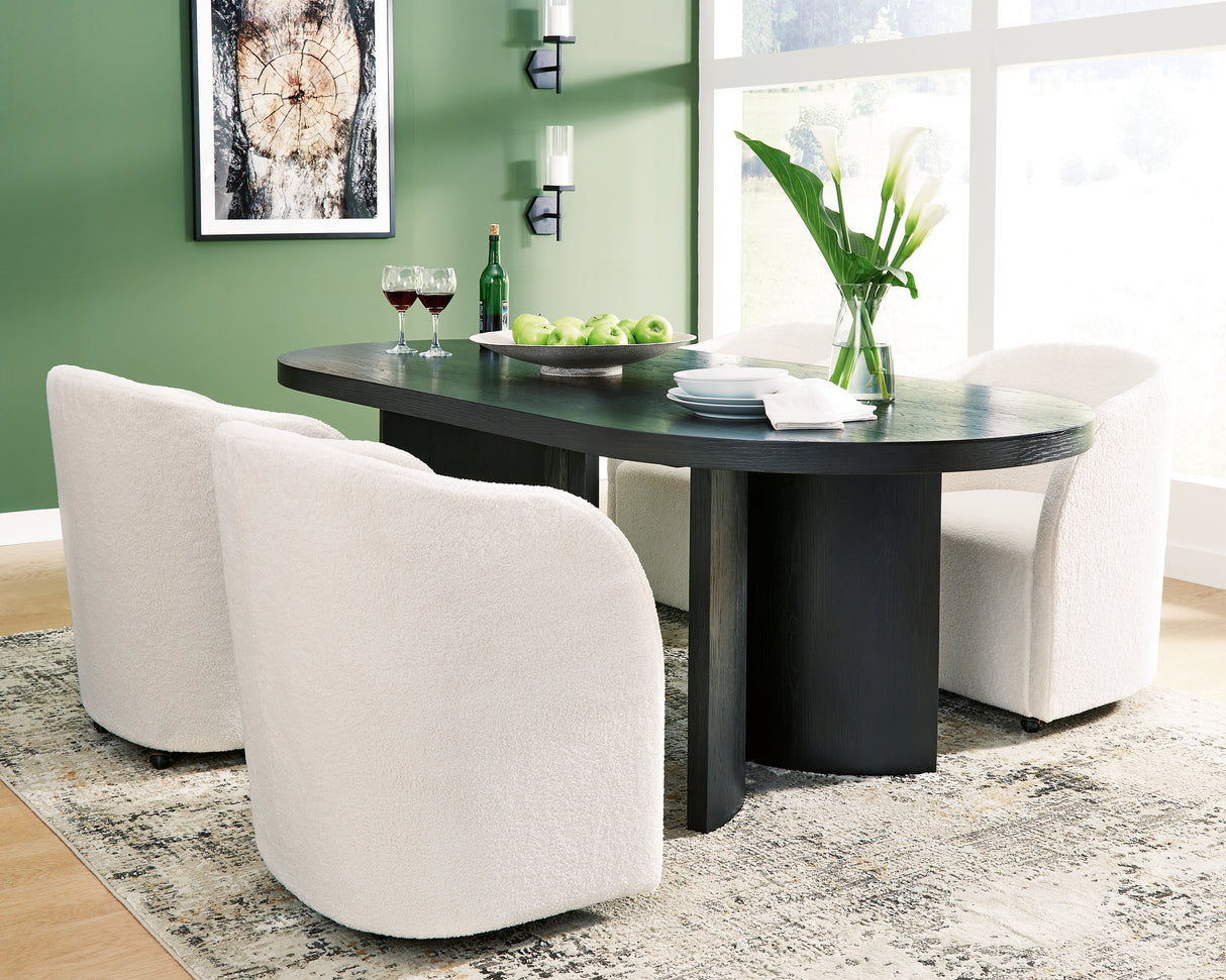 Rowanbeck Black Dining Table and 4 Chairs from Ashley - Luna Furniture