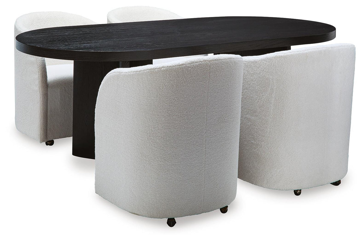 Rowanbeck Black Dining Table and 4 Chairs from Ashley - Luna Furniture