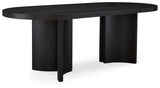 Rowanbeck Black Dining Table and 6 Chairs with Storage from Ashley Furniture - Luna Furniture