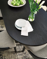 Rowanbeck Black Dining Table and 6 Chairs with Storage from Ashley Furniture - Luna Furniture
