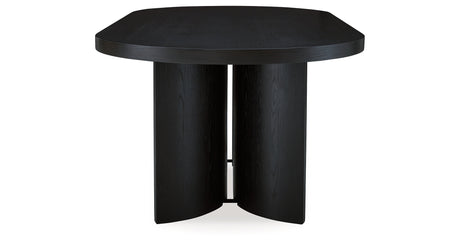Rowanbeck Dining Table and 6 Chairs with Storage in Black from Ashley - Luna Furniture