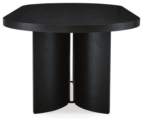 Rowanbeck Black Dining Table and 6 Chairs with Storage from Ashley - Luna Furniture