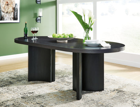 Rowanbeck Dining Table and 6 Chairs in Black from Ashley - Luna Furniture
