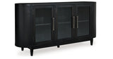 Rowanbeck Dining Table and 6 Chairs with Storage in Black from Ashley Furniture - Luna Furniture