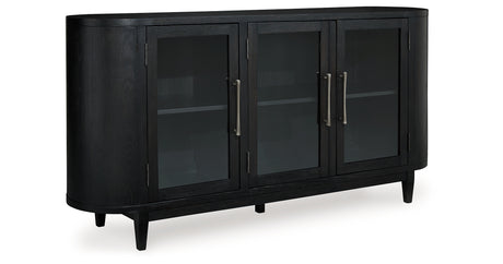 Rowanbeck Dining Table and 6 Chairs with Storage in Black from Ashley - Luna Furniture