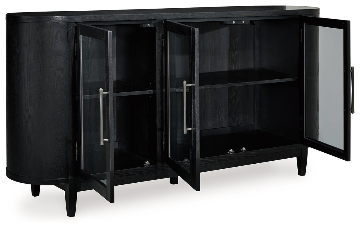 Rowanbeck Black Dining Table and 4 Chairs with Storage from Ashley Furniture - Luna Furniture