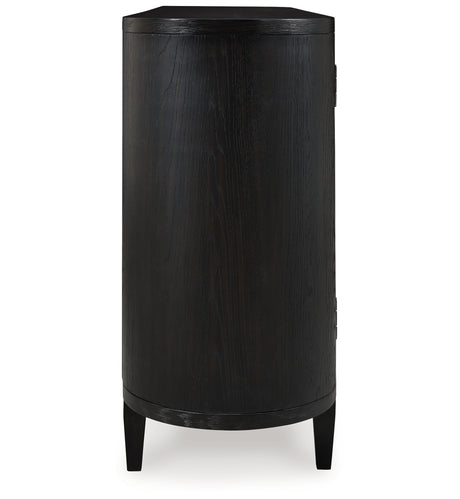 Rowanbeck Dining Table and 6 Chairs with Storage in Black from Ashley - Luna Furniture