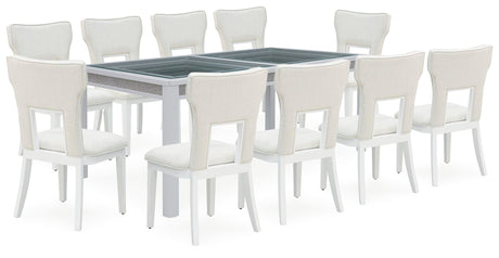 Chalanna Dining Table and 10 Chairs in White from Ashley Furniture - Luna Furniture
