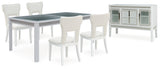 Chalanna White Dining Table and 8 Chairs with Server from Ashley - Luna Furniture