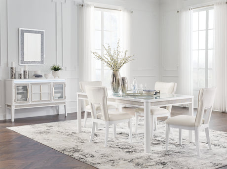 Chalanna Dining Table and 8 Chairs in White from Ashley Furniture - Luna Furniture