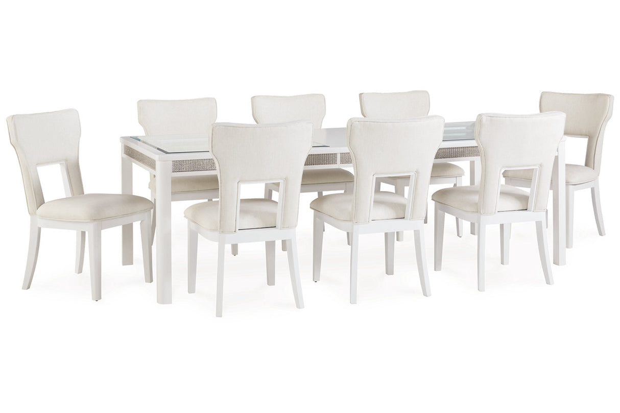 Chalanna White Dining Table and 8 Chairs from Ashley - Luna Furniture