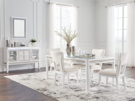 Chalanna White Dining Table and 4 Chairs from Ashley Furniture - Luna Furniture
