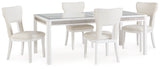 Chalanna White Dining Table and 4 Chairs from Ashley Furniture - Luna Furniture