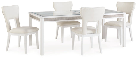 Chalanna White Dining Table and 4 Chairs from Ashley Furniture - Luna Furniture