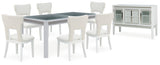 Chalanna White Dining Table and 6 Chairs with Server from Ashley Furniture - Luna Furniture