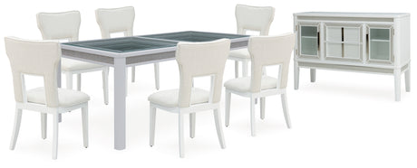 Chalanna White Dining Table and 6 Chairs with Server from Ashley Furniture - Luna Furniture