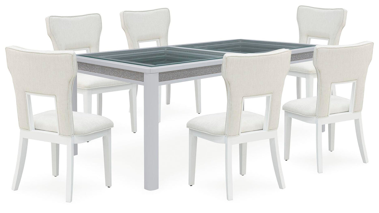 Chalanna Dining Table and 6 Chairs in White from Ashley Furniture - Luna Furniture