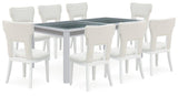 Chalanna Dining Table and 8 Chairs in White from Ashley Furniture - Luna Furniture