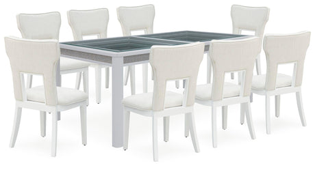 Chalanna Dining Table and 8 Chairs in White from Ashley Furniture - Luna Furniture