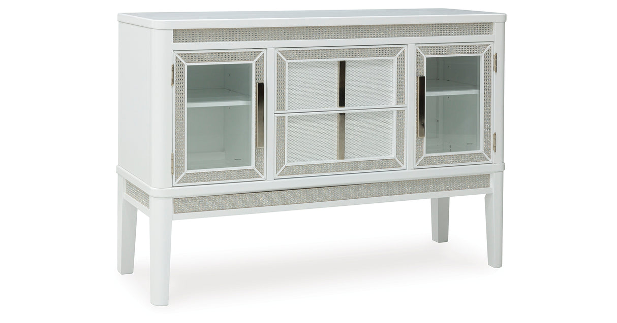 Chalanna White Dining Table and 4 Chairs with Server from Ashley Furniture - Luna Furniture