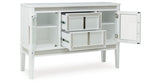 Chalanna White Dining Table and 8 Chairs with Server from Ashley Furniture - Luna Furniture