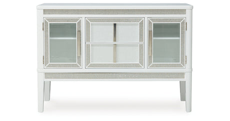 Chalanna White Dining Table and 8 Chairs with Server from Ashley - Luna Furniture