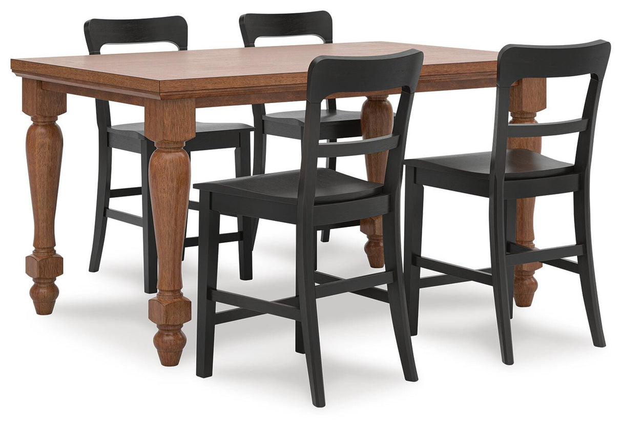 Greddinton Brown/Black Counter Height Dining Table and 4 Barstools from Ashley Furniture - Luna Furniture