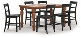 Greddinton Brown/Black Counter Height Dining Table and 6 Barstools from Ashley Furniture - Luna Furniture
