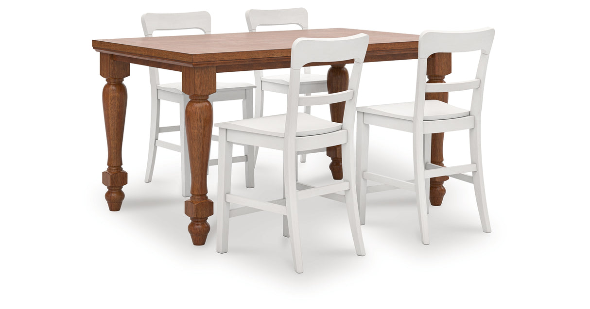 Greddinton Brown/White Counter Height Dining Table and 4 Barstools from Ashley - Luna Furniture