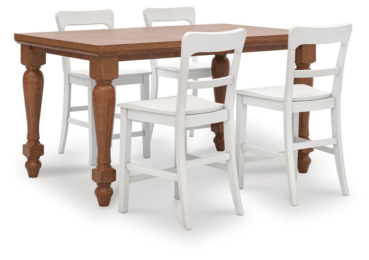 Greddinton Brown/White Counter Height Dining Table and 4 Barstools from Ashley - Luna Furniture