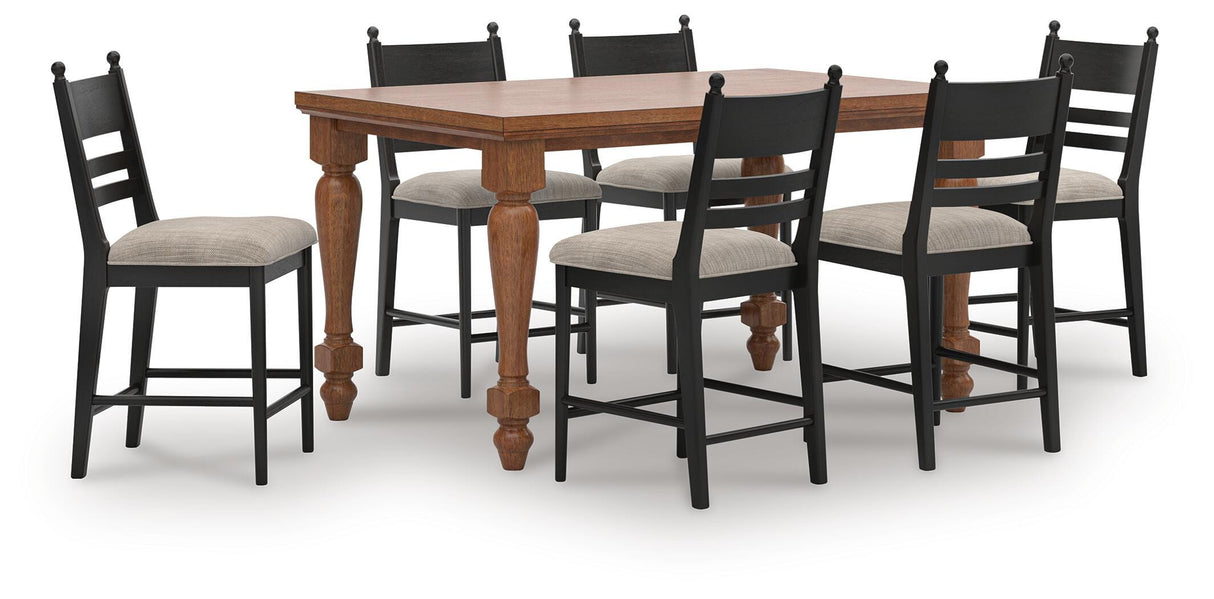 Greddinton Brown/Black Counter Height Dining Table and 6 Barstools from Ashley Furniture - Luna Furniture