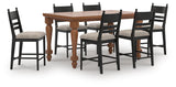 Greddinton Brown/Black Counter Height Dining Table and 6 Barstools from Ashley Furniture - Luna Furniture
