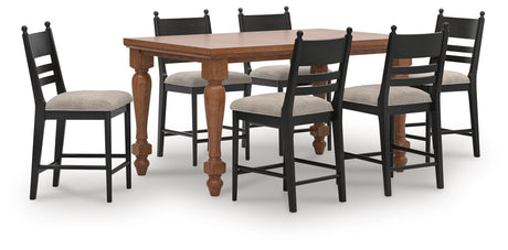 Greddinton Brown/Black Counter Height Dining Table and 6 Barstools from Ashley Furniture - Luna Furniture