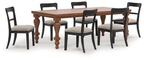 Greddinton Medium Brown Dining Table and 6 Black Chairs from Ashley - Luna Furniture