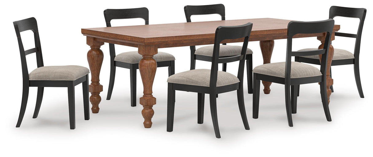 Greddinton Medium Brown Dining Table and 6 Black Chairs from Ashley - Luna Furniture