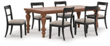 Greddinton Medium Brown Dining Table and 6 Black Chairs from Ashley - Luna Furniture