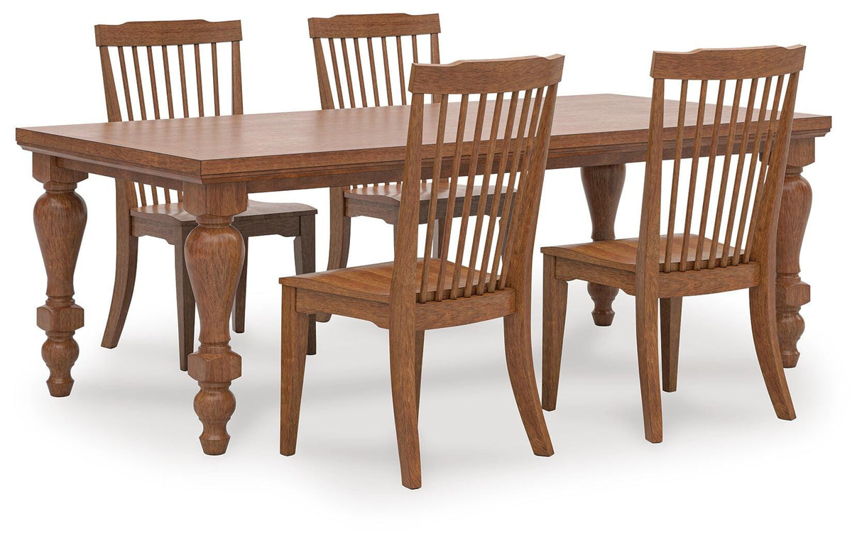 Greddinton Medium Brown Dining Table and 4 Brown Chairs from Ashley Furniture - Luna Furniture