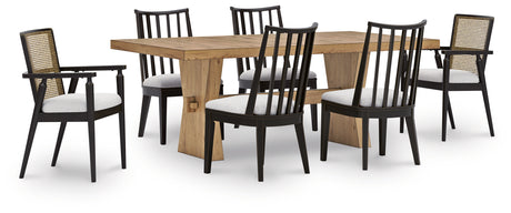 Galliden Dining Table and 6 Chairs in Light Brown from Ashley - Luna Furniture