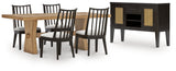 Galliden Dining Table and 8 Chairs with Storage in Light Brown from Ashley - Luna Furniture