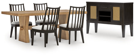 Galliden Dining Table and 8 Chairs with Storage in Light Brown from Ashley - Luna Furniture
