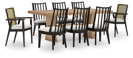 Galliden Dining Table and 8 Chairs in Light Brown from Ashley - Luna Furniture